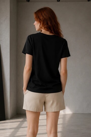 26948 V Yaka Tshirt Siyah