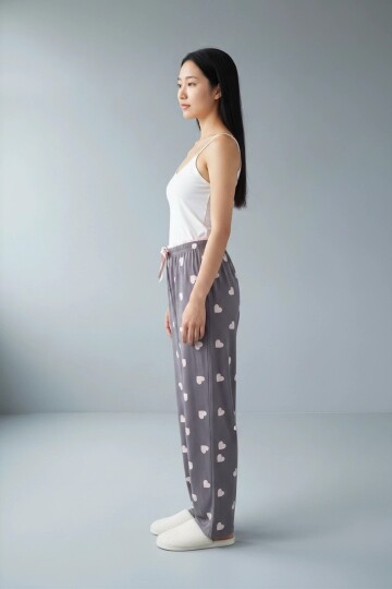 4522 Desenli Pijama Altı Gri