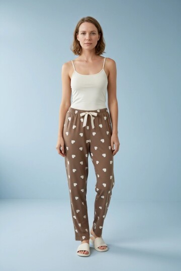 4522 Desenli Pijama Altı Vizon
