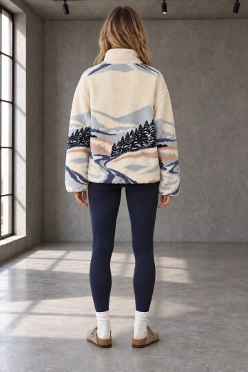 4954 Yarım Fermuarlı Polar Sweat Ekru