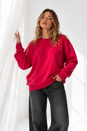 D9544 Bisiklet Yaka Üç İplik Sweat Bordo