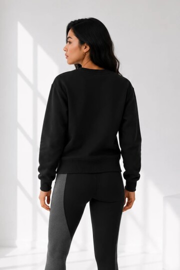 D9544 Bisiklet Yaka Üç İplik Sweat Siyah
