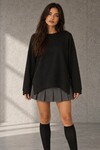 0005 Bisiklet Yaka Yırtmaçlı Sweat Siyah