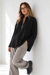 0070 Yarım Fermuarlı Sweat Siyah