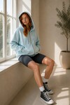 2501 Fermuarlı Kapüşonlu Sweatshirt Bebe Mavi
