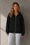 2501 Fermuarlı Kapüşonlu Sweatshirt Siyah