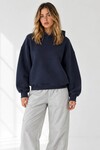 25122 Beli Lastikli Kapüşonlu Sweat Lacivert