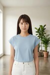 26727 Bisiklet Yaka Yarasa Kol Tshirt Bebe Mavi