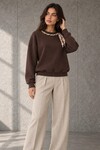 2771 Yakası Fularlı Sweat Acı Kahve