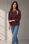 2771 Yakası Fularlı Sweat Mürdüm