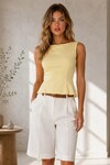 3424 Dikiş Detaylı Bluz Sarı