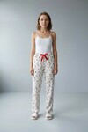 4550 Tavşan Desen Pijama Altı Beyaz