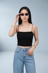 5053 Askılı Pedli Crop Siyah