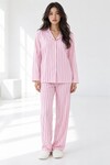 5601 Çizgili Pijama Takımı Pembe
