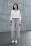 5812 Beli Lastikli Keten Pantolon Gri