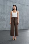5812 Beli Lastikli Keten Pantolon Kahve