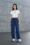 5812 Beli Lastikli Keten Pantolon Lacivert