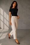 5812 Beli Lastikli Keten Pantolon Taş
