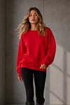 D9544 Bisiklet Yaka Üç İplik Sweat Kırmızı