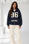 MM9018 Fermuarlı Baskılı Sweat Lacivert